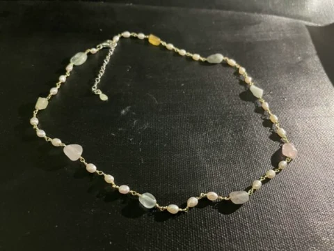 Pearl chain and  multi coloured morganite necklace