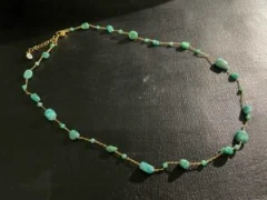 Chrysocolla crystal and gold vermeil chain necklace