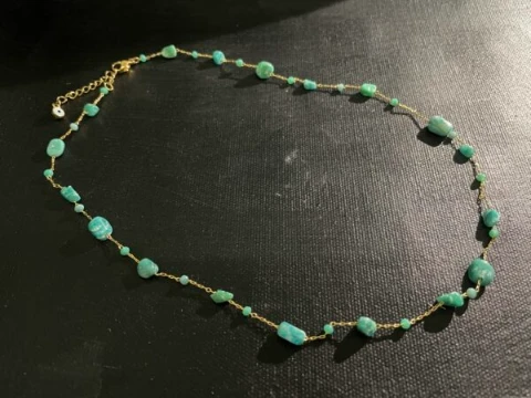 Chrysocolla crystal and gold vermeil chain necklace