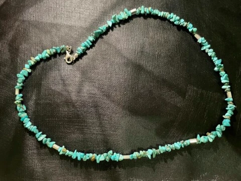 Turquoise and silver bar necklace