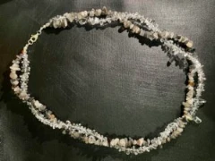 Clear quartz and multi grey quartz stone double layered necklace