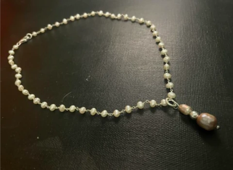 Pearl and chain with pearl drop necklace
