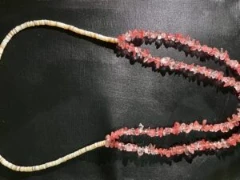 Double tiered necklace in rose quartz and natural shell