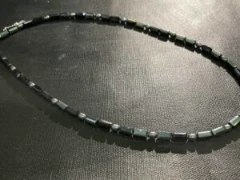 Grey baroque pearl and black glass necklace