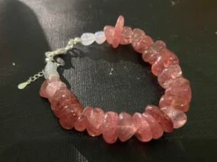 Bracelet in rose quartz and blue lace quartz