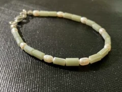 Bracelet jade glass beads and pearls