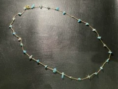 Blue apetite stone with gold vermeil chain necklace