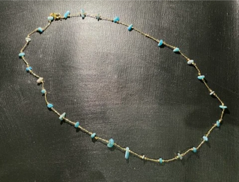 Blue apetite stone with gold vermeil chain necklace