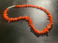 Coral necklace in coral colour