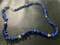 Necklace  in lapiz lazuli and 925 silver crosses