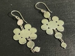 Silver smooth finish drop earrings in multi circle format with open loop