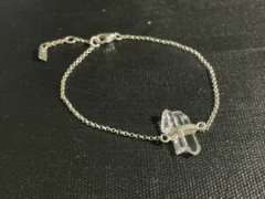 Crystal quartz charm with fine 925 silver bracelet