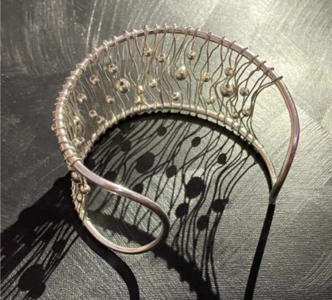 Artisanal designed cuff bracelet in 925 silver