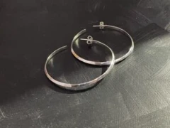 Classic studded hoop earrings in full silver